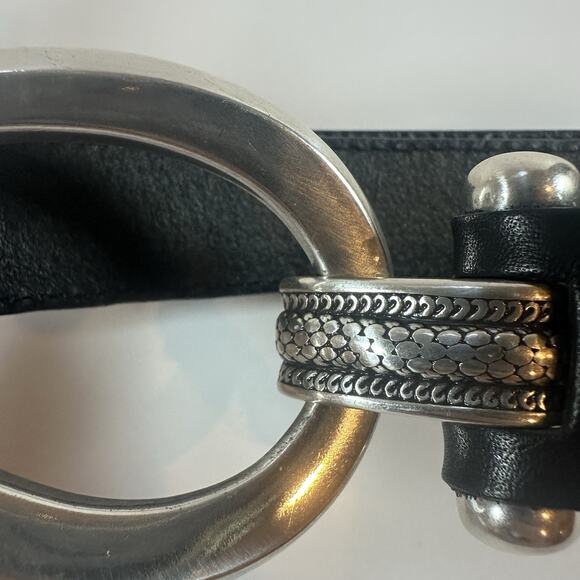 Aimee Lynn Belt Women 1X/2X Black Leather Croc Print & Silver Hook Hardware - Picture 4 of 8